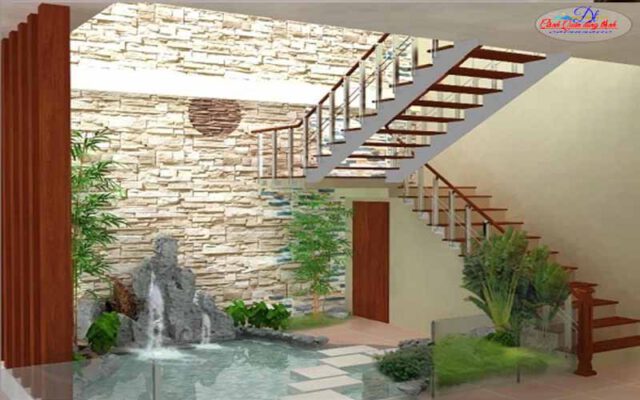 hồ cá koi cầu thang đẹp