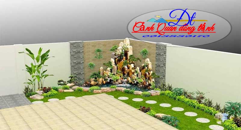 hòn non bộ mini có thác nước