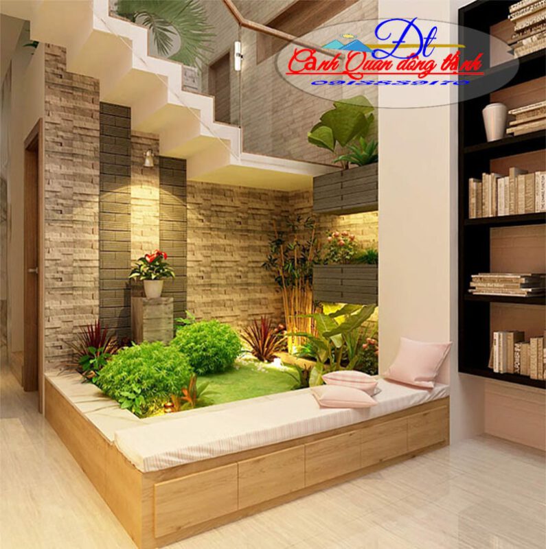 tiểu cảnh cầu thang khô 02