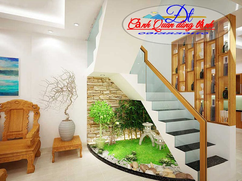 tiểu cảnh cầu thang khô 03