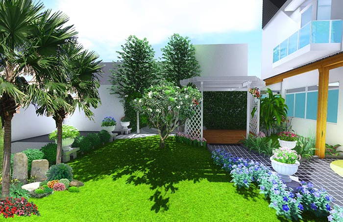 Tiểu cảnh sân vườn đẹp tại Long An